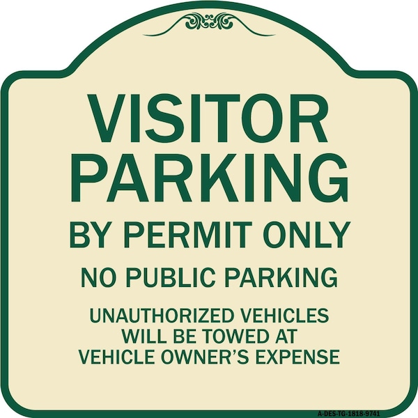 Designer Series-Visitor Parking By Permit Only No Public Parking, 18" x 18", TG-1818-9741